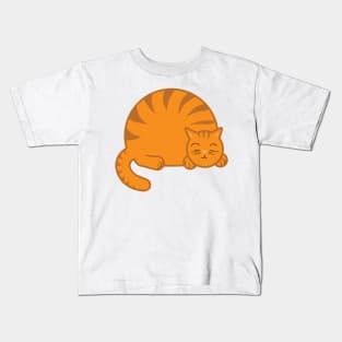 Sleepy Chubby Kitty - Orange Kids T-Shirt